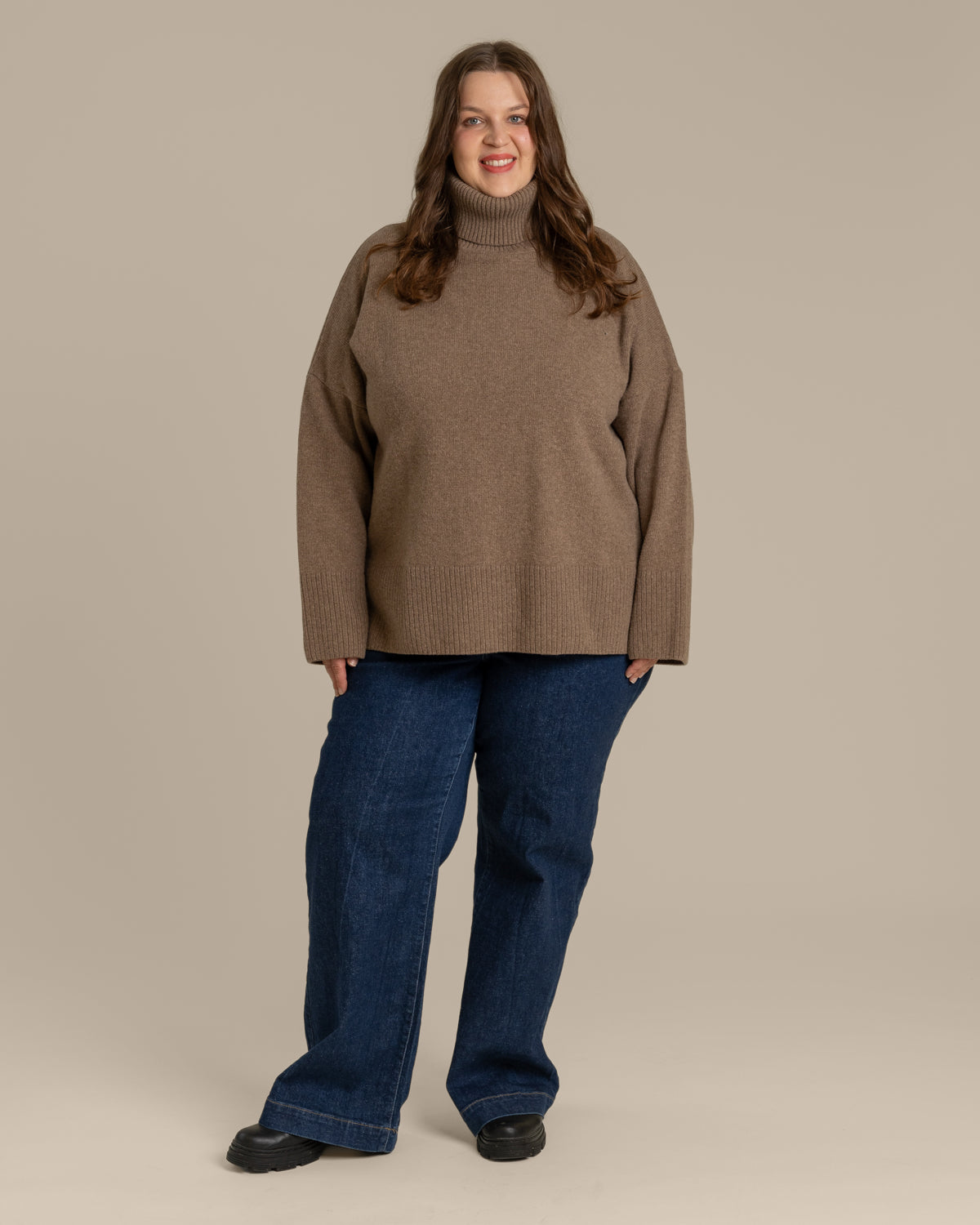 Utu Rollkragenpullover, mittelbraun