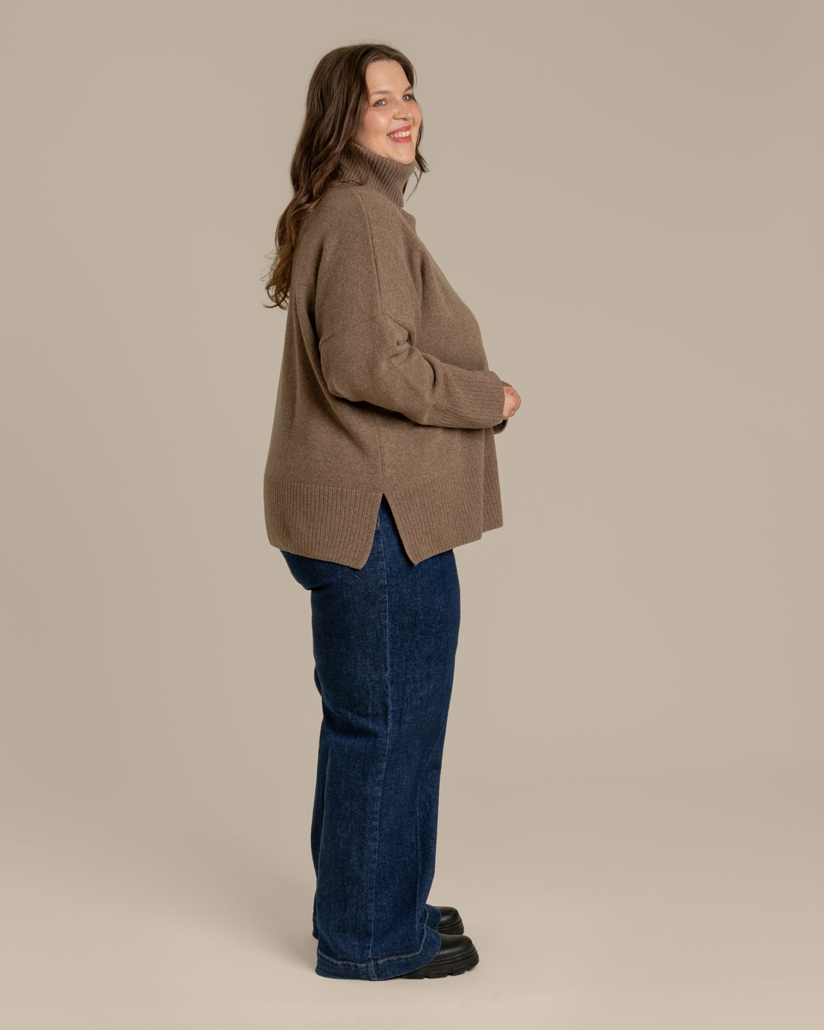 Utu Rollkragenpullover, mittelbraun
