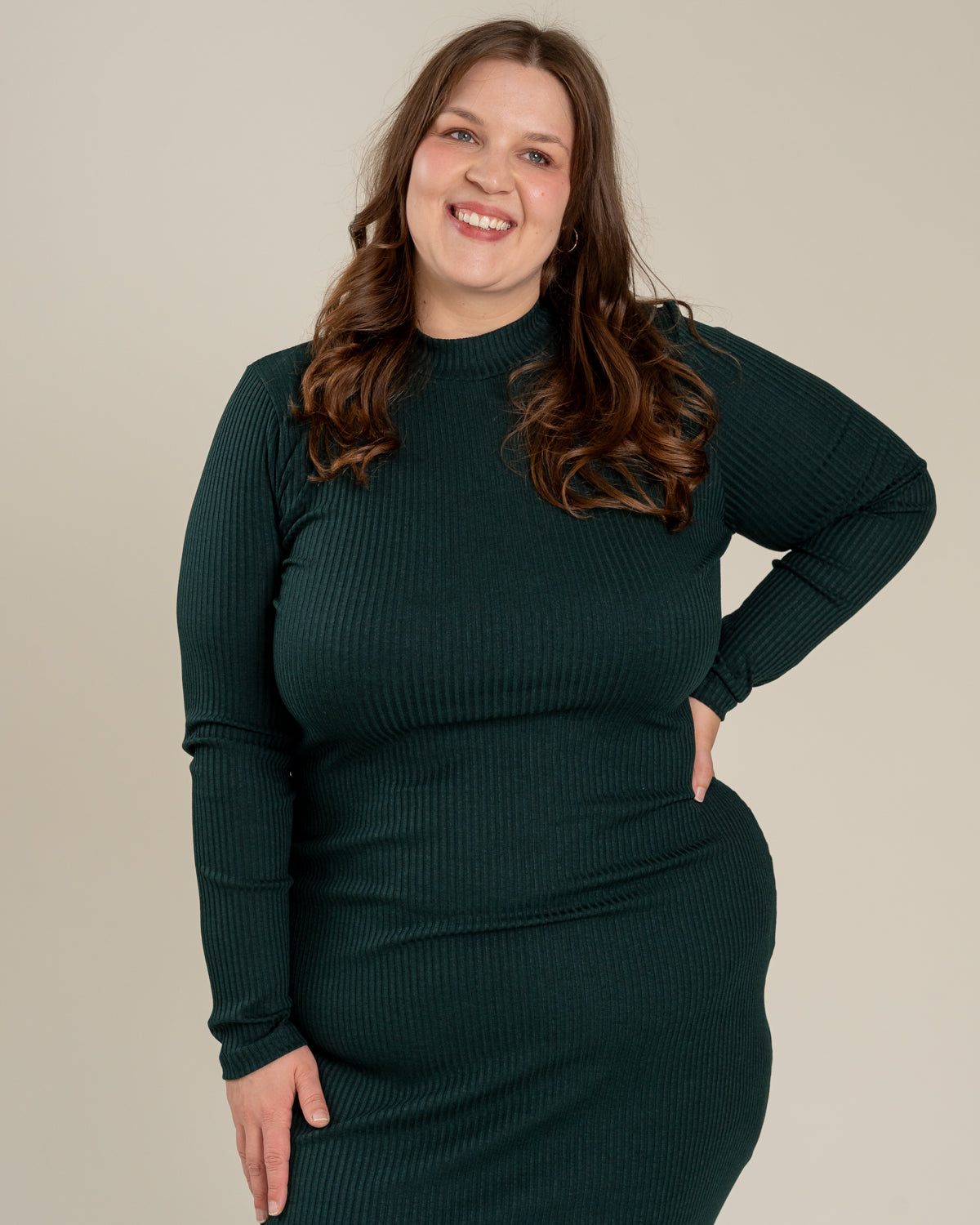 Ribbed dress, deep green