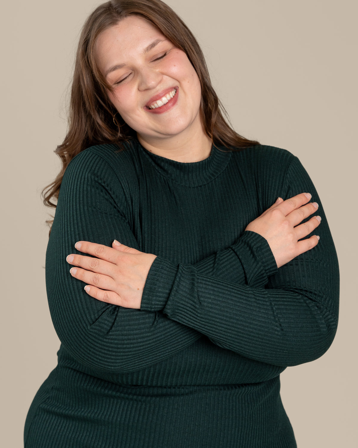 Ribbed dress, deep green